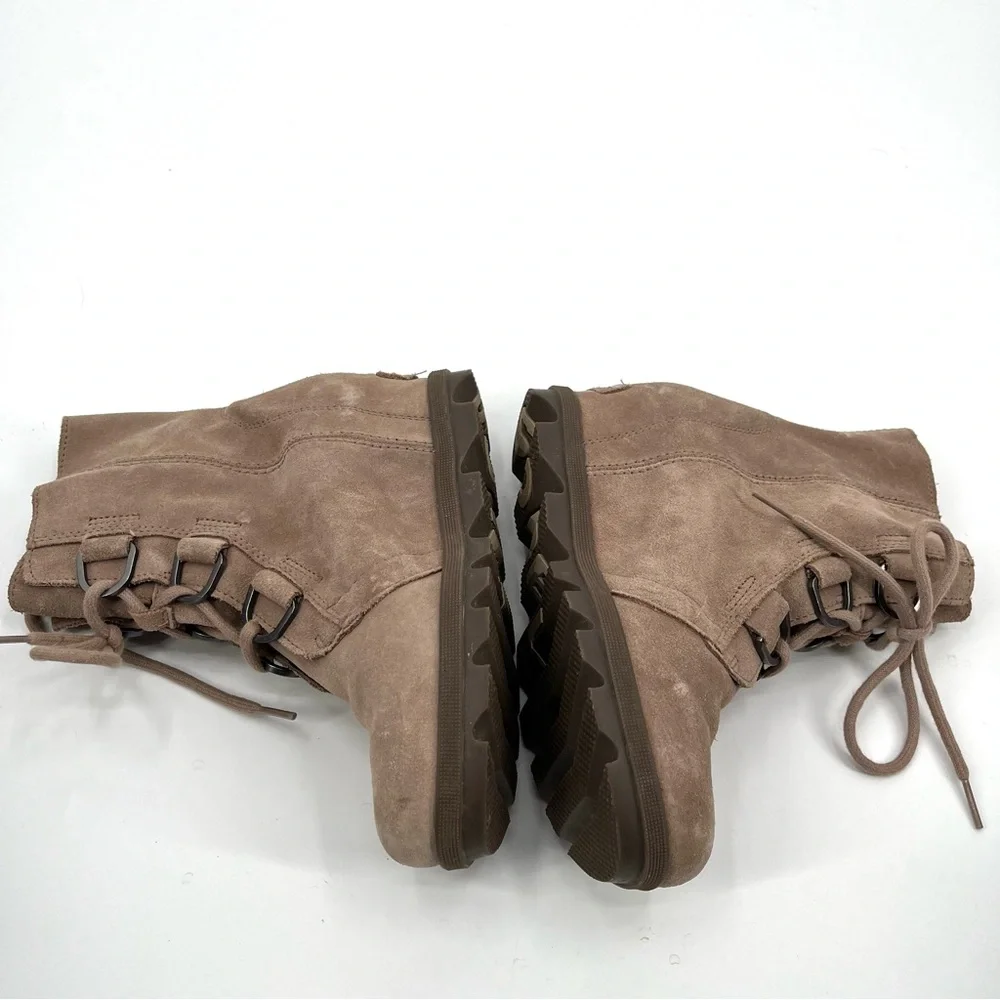 SOREL Joan of Arctic Wedge II Tan Suede Leather Lace Up Ankle Boots 4 Girls Boot